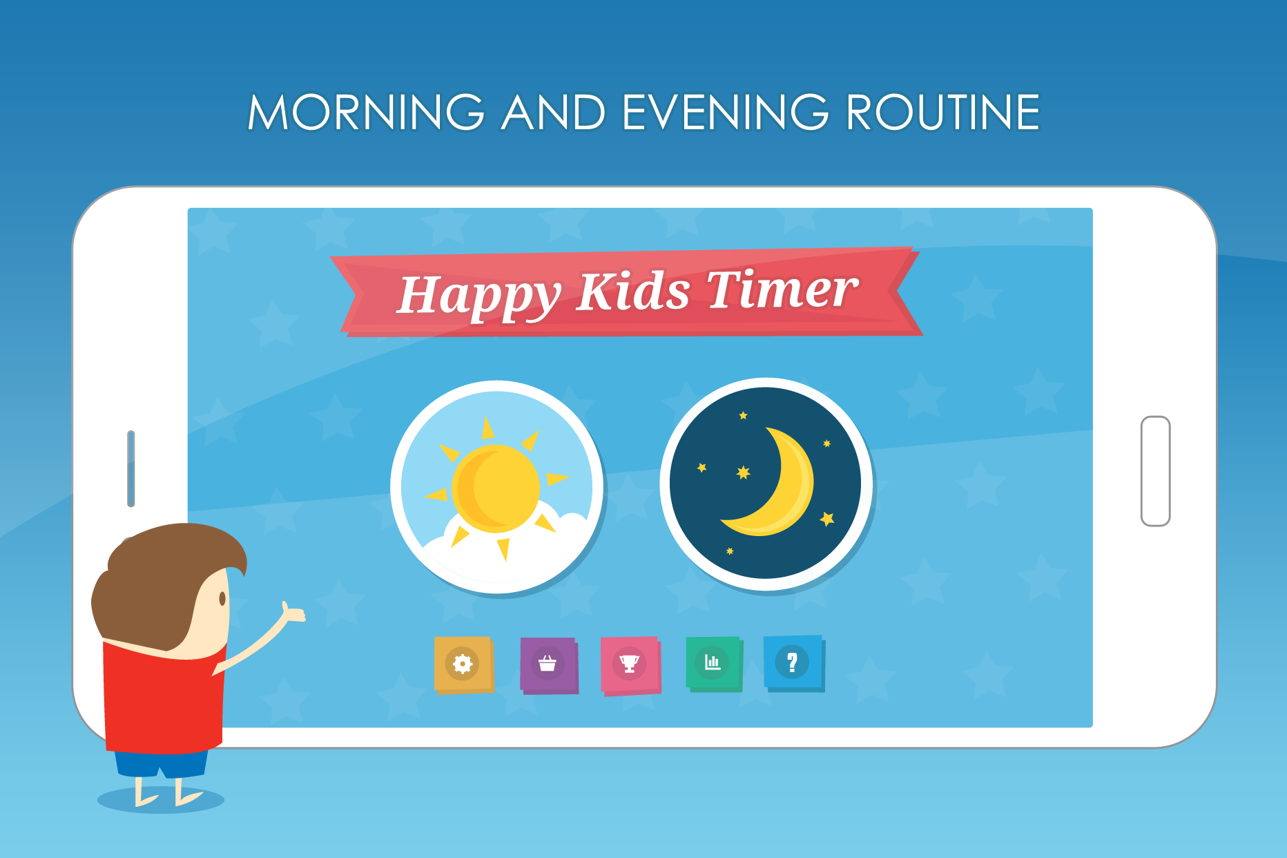 Morning and evening routines with visual timer
